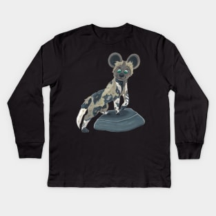 African Wild Dog Kids Long Sleeve T-Shirt